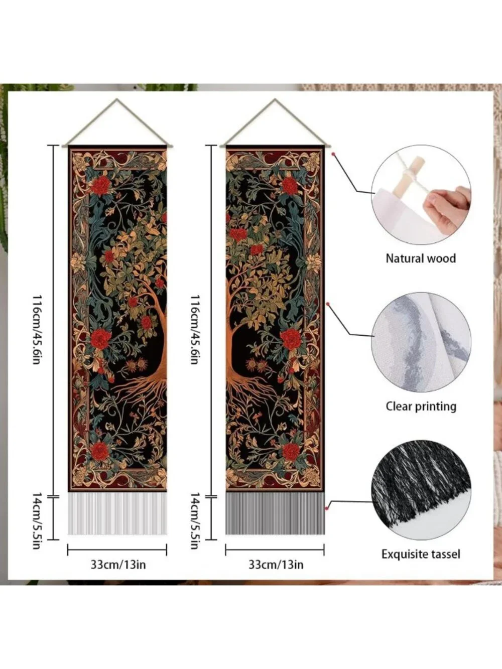 2pc Tree of Life Tapestry Wall Art - Boho Decor for Bedroom & Living Room